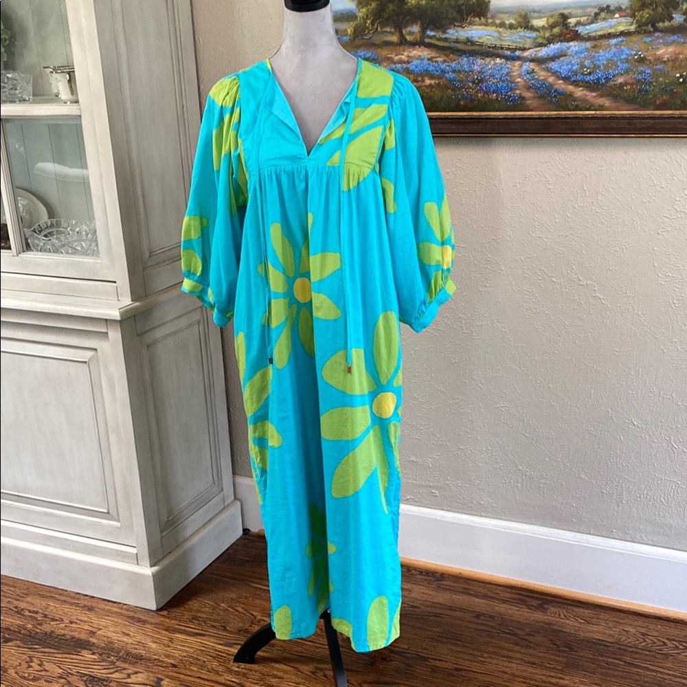 J. Marie Turquoise and Lime Blouse
